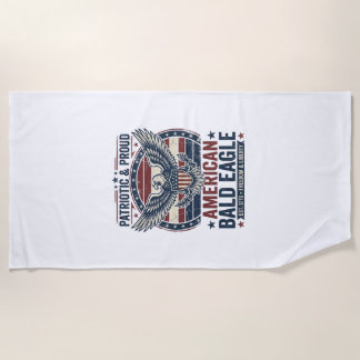 Toalha De Praia Camiseta Patriótica Vintage Águia Careca Desgastad
