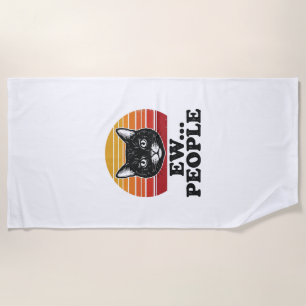 Toalha De Praia Camiseta Retro Pôr do Sol Gente Ew Gato Preto Engr