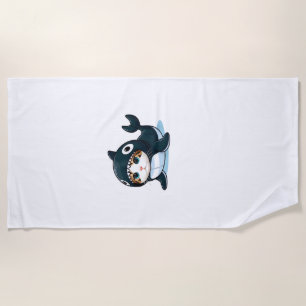 Toalha De Praia Camiseta sem Mangas de Gato com Fantasia de Orca
