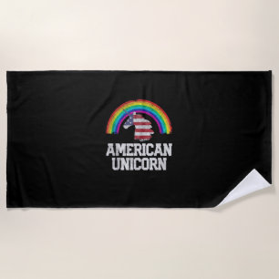 Toalha De Praia Camiseta Unicórnio do Orgulho Gay 4 de Julho Bande