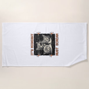 Toalha De Praia Camiseta Vintage de Gatos Gritando à Meia-Noite En