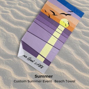 Toalha De Praia Campo de Ano de Evento de Verão Personalizado ・ Co