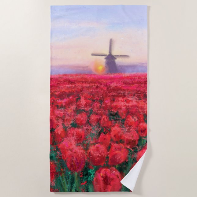 Toalha De Praia Campo Tulips - Paisagem - Primavera nos Países Bai (Frente)