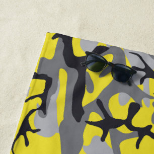 Toalha De Praia Camuflagem Amarela e Cinza, Militar, Exército
