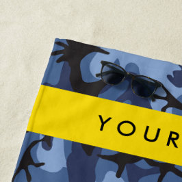Toalha De Praia Camuflagem Azul Marinho Personalize seu nome