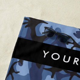 Toalha De Praia Camuflagem Azul Marinho Personalize seu nome