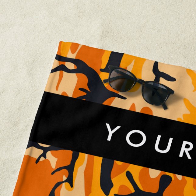 Toalha De Praia Camuflagem Laranja Seu nome Personaliza (In Situ)