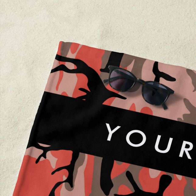 Toalha De Praia Camuflagem Vermelha e Castanha Seu nome Personaliz (In Situ)