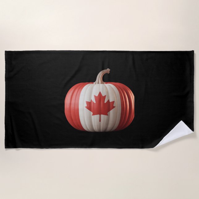 Toalha De Praia Canadiano Flag Pumpkin Maple Leaf Thankplaying Ove (Frente)