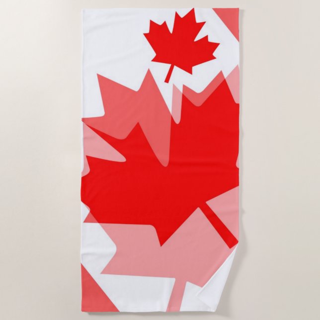Toalha De Praia Canadiano vermelho Maple Leaf Layout Estilo CANADÁ (Frente)