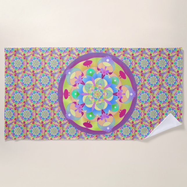 Toalha De Praia Canção Arco-íris Mandala (Frente)