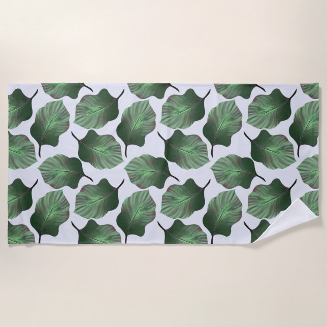 Toalha De Praia Canna Tropicanna Tropical Leaves, Verde (Frente)