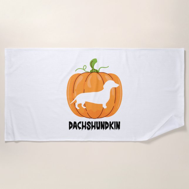 Toalha De Praia Cão Dachshund de Halloween (Frente)