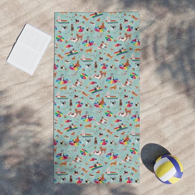 TOALHA DE PRAIA CÃO ORGULHO ARCO-ÍRIS (Beach towel vibe)