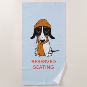 Toalha De Praia Cão Piebald Dachshund com Chapéu e Texto Personali