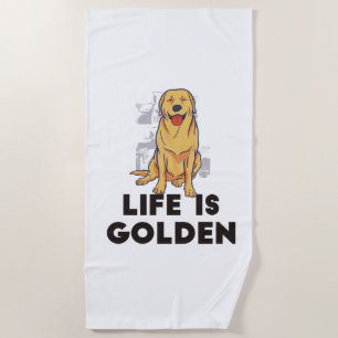 Toalha De Praia Cão Retriever Dourado - A Vida é Dourada