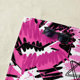 Toalha De Praia Caos Rosa Quente - Tropical Rosa Brilhante