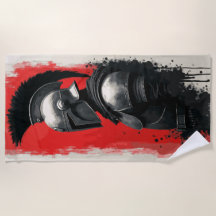 Capacete de Guerreiro Espartano – Fundo Vermelho O
