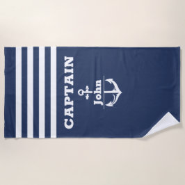 Toalha De Praia Capitão de Marinho Personalizado com Nome Personal