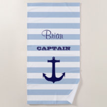 Capitão Striped Beach Towel Personalizado