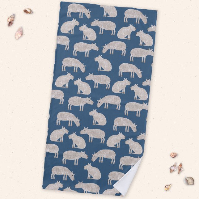 Toalha De Praia Capivara Fofa (Fun Capybara pattern beach towel)