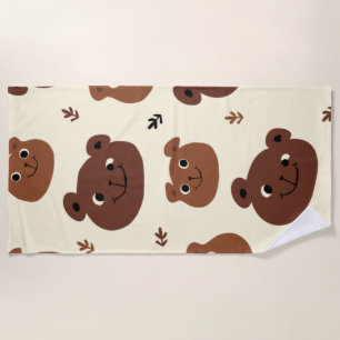 Toalha De Praia Cara de urso engraçado