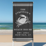 Toalha De Praia Caranguejo Costeiro Beach House Família Rustic Cin<br><div class="desc">Caranguejo Costeiro Beach House Família Rustic Nome Cinza Beach Towel. Personalize este design personalizado com seu próprio nome familiar,  ano estabelecido,  cidade e estado. As toalhas de praia de verão perfeitas para sua casa de lago,  casa de chalé,  ou casa de praia.</div>