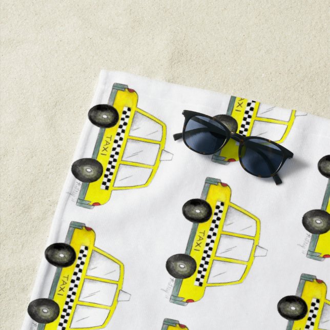 Toalha De Praia Carro-Cabina Verificado Nova Iorque amarelo Taxi N (In Situ)