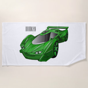 Toalha De Praia Carro desportivo verde com ilustração aerofoil