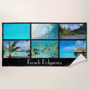 Toalha De Praia Cartão tropical francês da praia de Polinésia