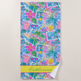 Toalha De Praia Cartões Postais de Praia Tropical Personalizados