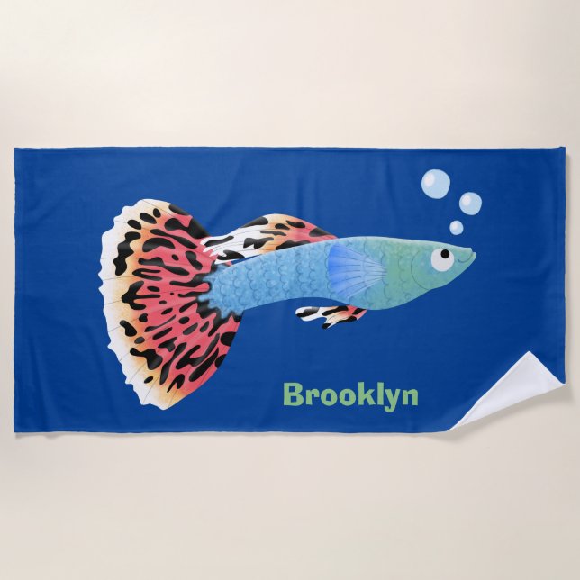 Toalha De Praia Cartografia de peixe tropical de rico bonito (Frente)