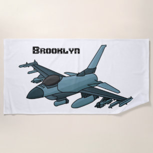 Toalha De Praia Cartoon de avião de combate militar