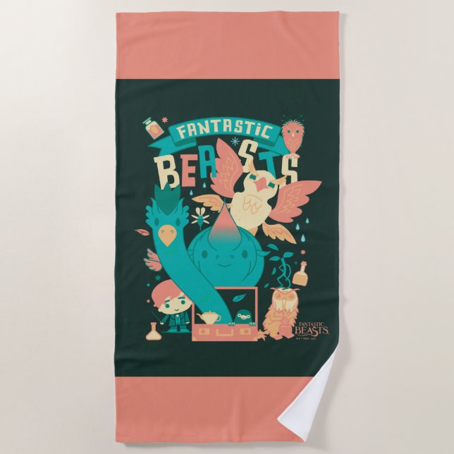 Toalha De Praia Cartoon Fantastic Beasts With Newt Scamander (Frente)