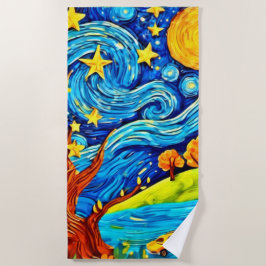 Toalha De Praia Cartoon Starry Night: Surrealismo Inspirou Arte