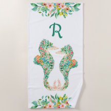 Casal De Cavalo De Seda Tropical Monograma Turques