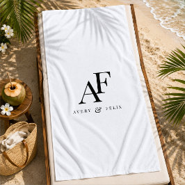 Toalha de Praia | Casal Personalizado Monograma Ca