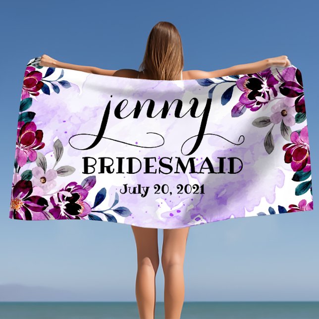 Toalha De Praia Casamento Personalizado de Bridesmaid Bachelorette (Bridesmaid Bachelorette Personalized Wedding Beach Towel)