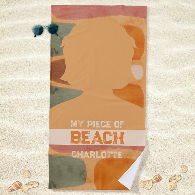 Toalha De Praia Castanho-claro Meu Pedaço Geométrico de Praia (Light Brown My Piece of Beach Geometric Beach Towel ©Susanne Sachers - Sunny Mind Design 🌞)