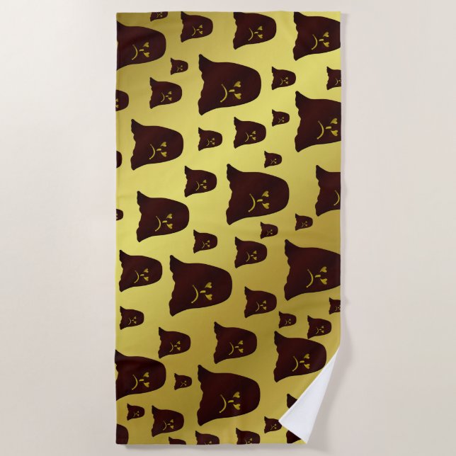 Toalha De Praia castanho, fantasma, pilha, face, ouro, brilhante,  (Frente)