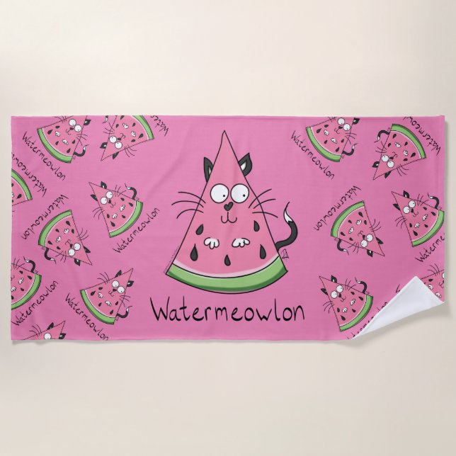 Toalha De Praia Cat Watermelon Cute Kid (Frente)