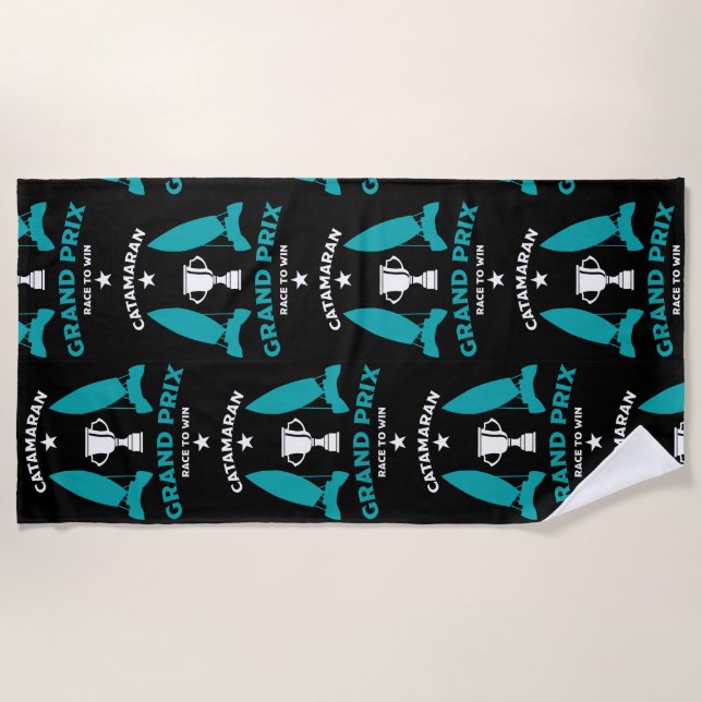 Toalha De Praia Catermaran Hydrofoil Sailboat Racing (Frente)