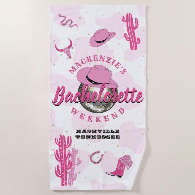 Toalha De Praia Caubói Disco Garota Solteira Fim de Semana Festa (Frente)