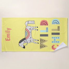 Toalha De Praia Cavalo Escandinavo Selvagem Personalizado