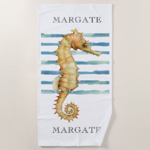 Toalha De Praia Cavalo-Marinho Aquarela Praia Costa MARGATE