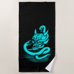 Toalha De Praia Caveira - Cabeça Diabo com Cobra