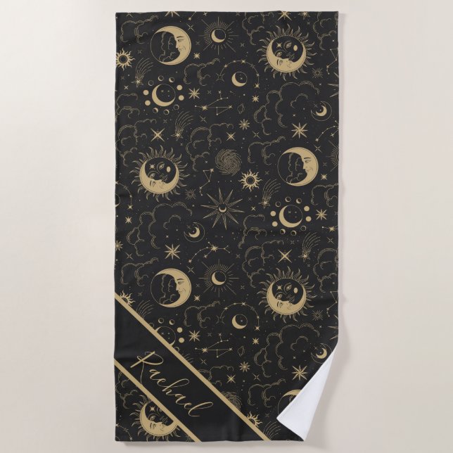 Toalha De Praia Celestial Sun e Moon Beach Towel (Frente)