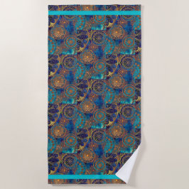 Toalha De Praia Célestial Xtr Grande Bandeja Azul Aqua Dourado