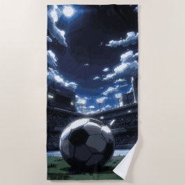 Toalha De Praia Cena Noturna do Estádio de Bola de Futebol