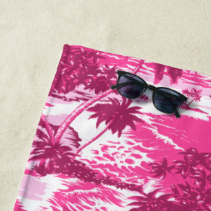 Toalha De Praia Cenário da Ilha Havaiana da Baía de Napili - Rosa